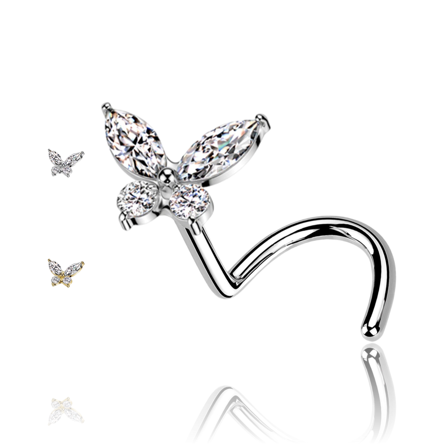 Stud Naso con Cristallo a Forma di Farfalla