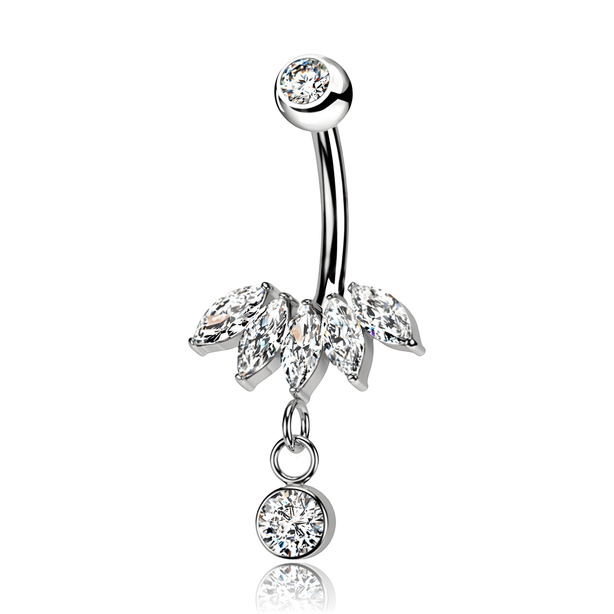 Piercing Banana Ombelico in Titanio con Cristalli e Pendente
