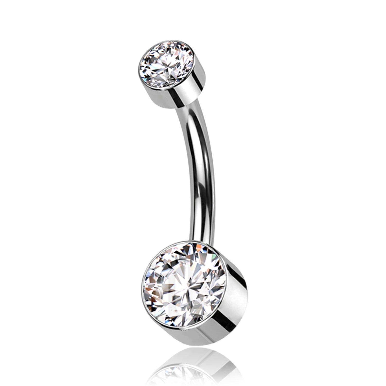 Piercing Ombelico con doppi Cristalli in Titanio
