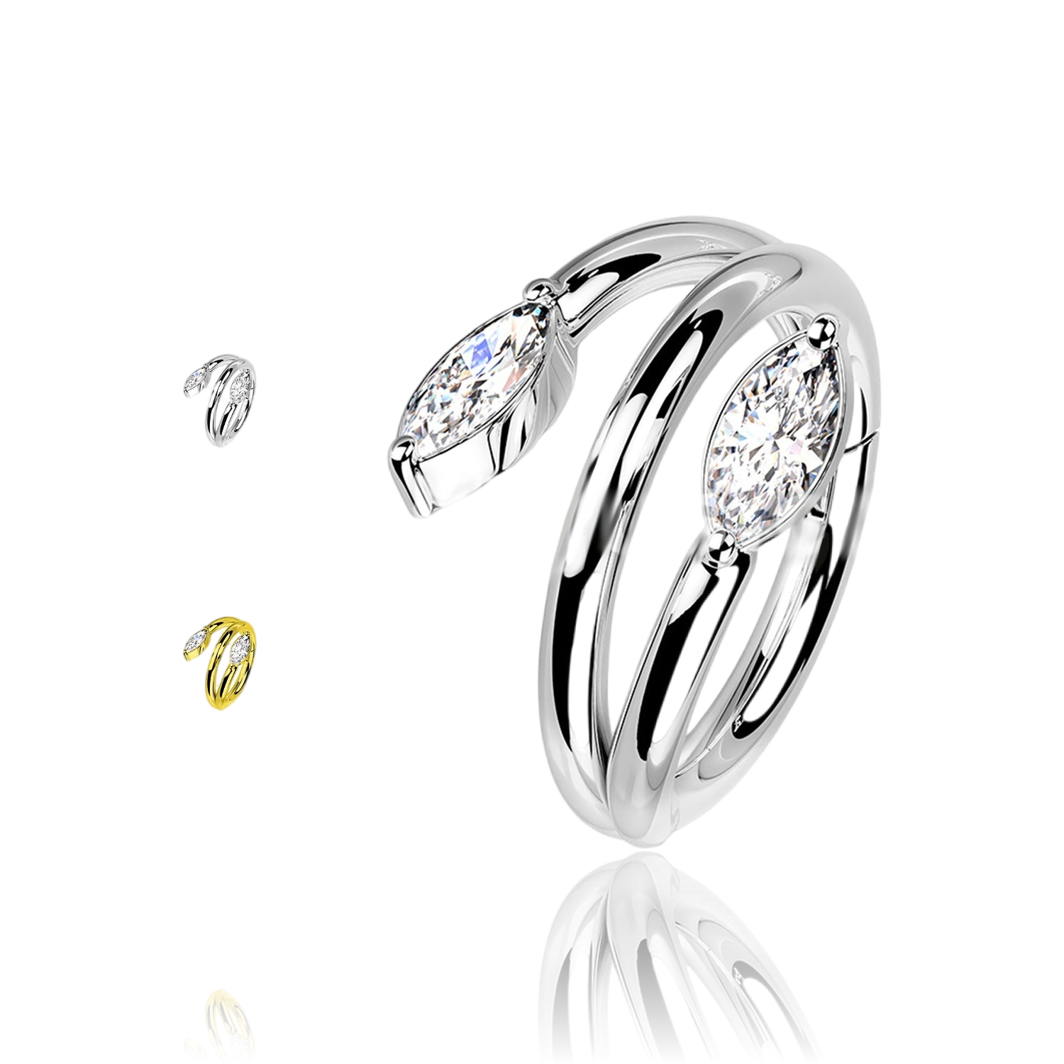 Piercing Cerchio Clicker in Titanio a Forma di Serpente con 2 Cristalli