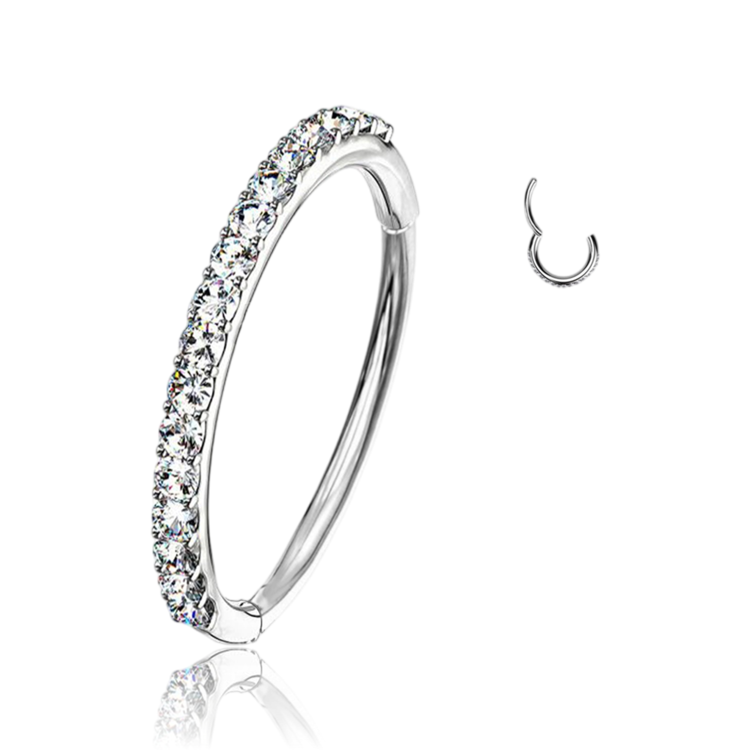 Classico Anello a Cerchio Septum con Cristalli in Titanio
