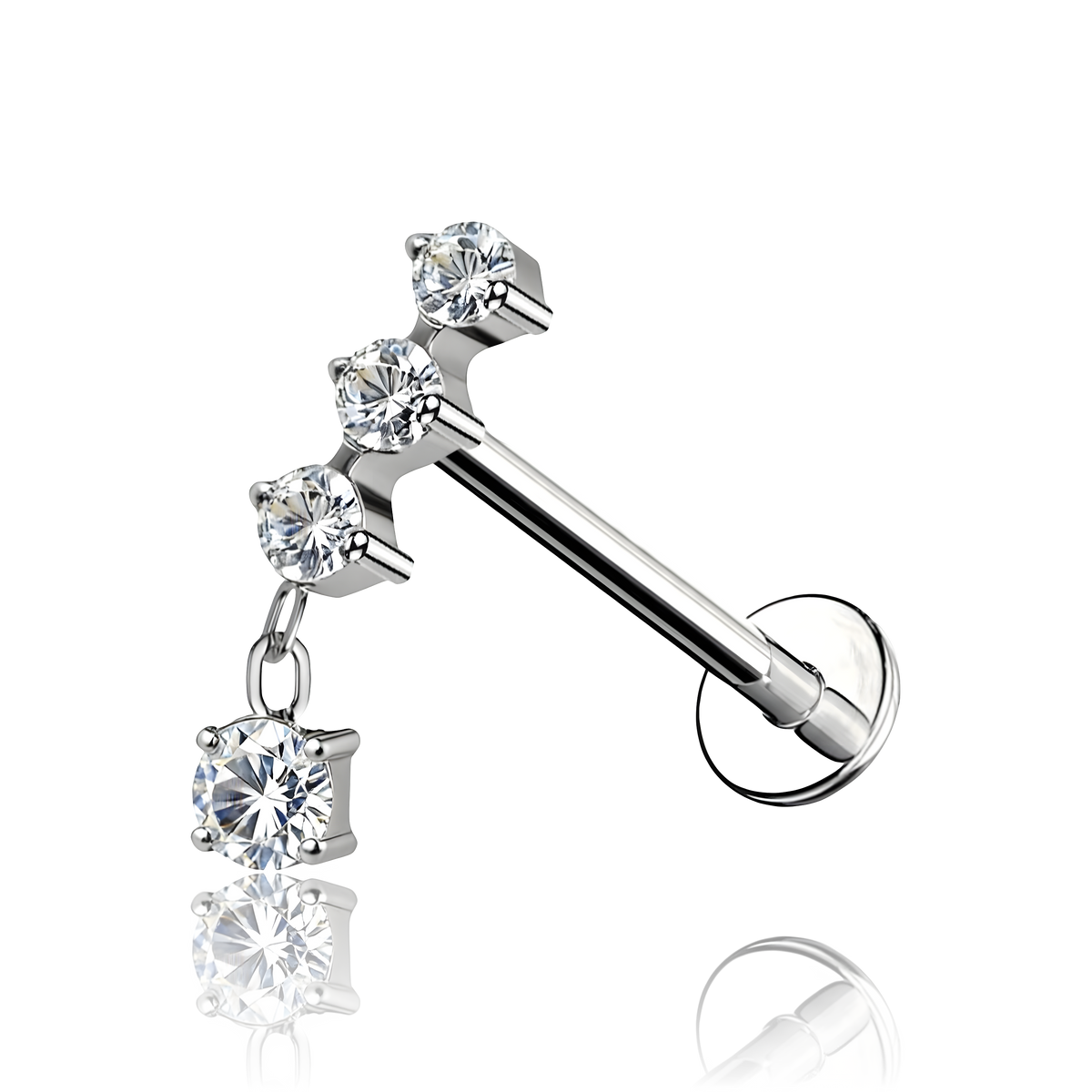 Labret In Titanio Con 3 Cristalli con Pendente