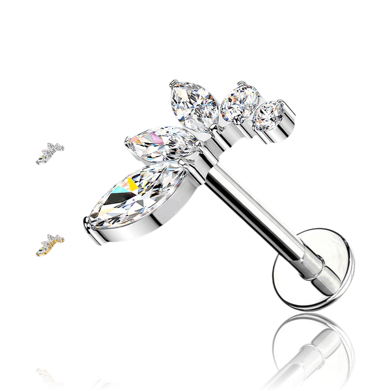 Labret Cartilagine con Cristalli a Foglia
