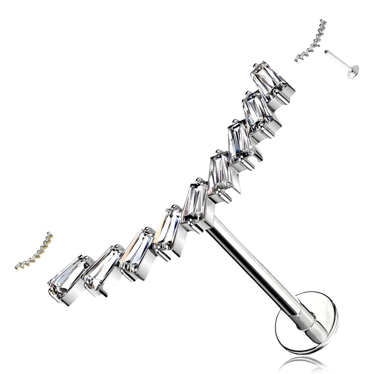 Labret a forma di nove Baguette Cristalli Rettangolari