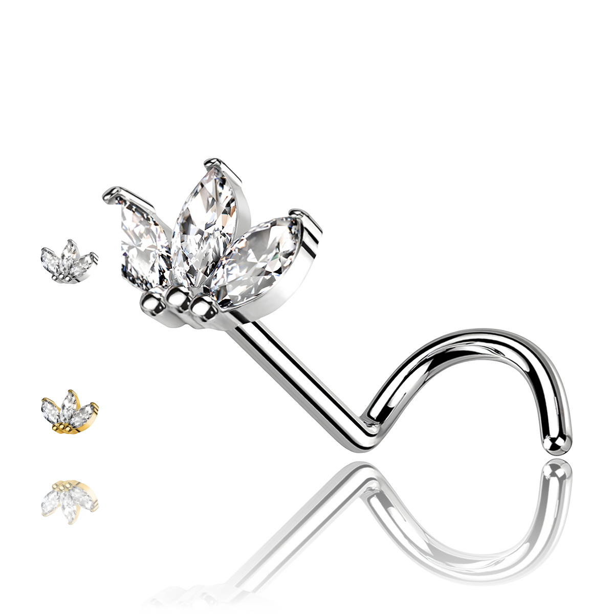 Piercing Naso in Titanio con Fiore a Tre Petali-Push in