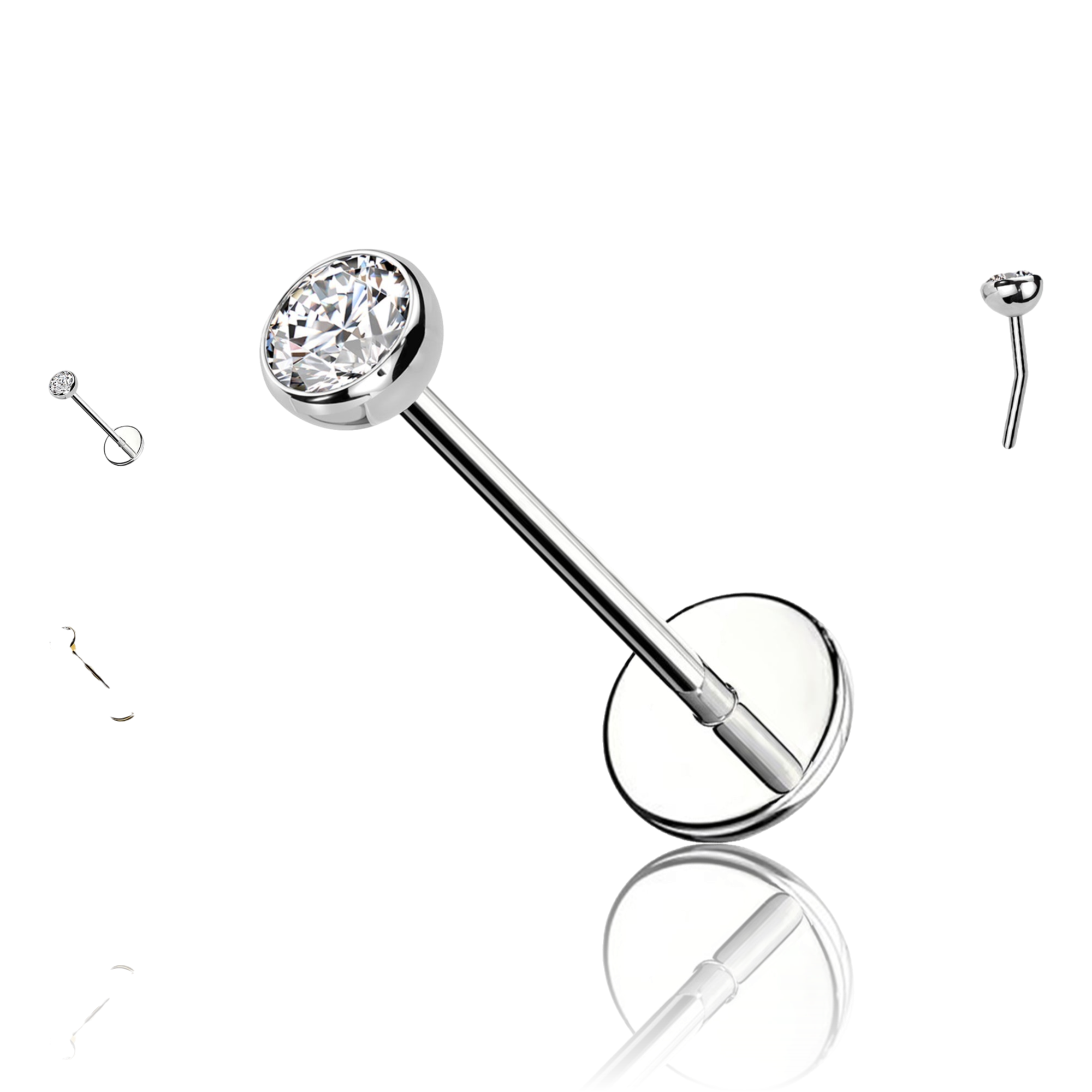 Labret in Titanio con Cristallo – Push In