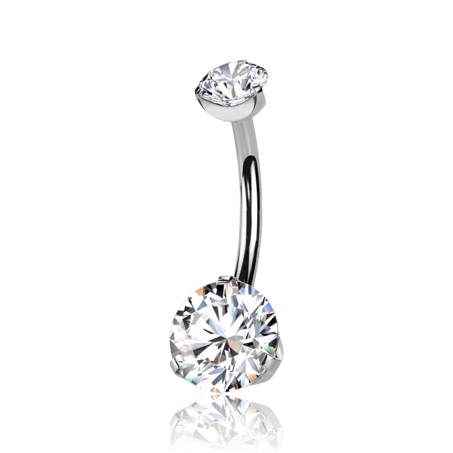 Piercing Ombelico con doppi Cristalli in Titanio