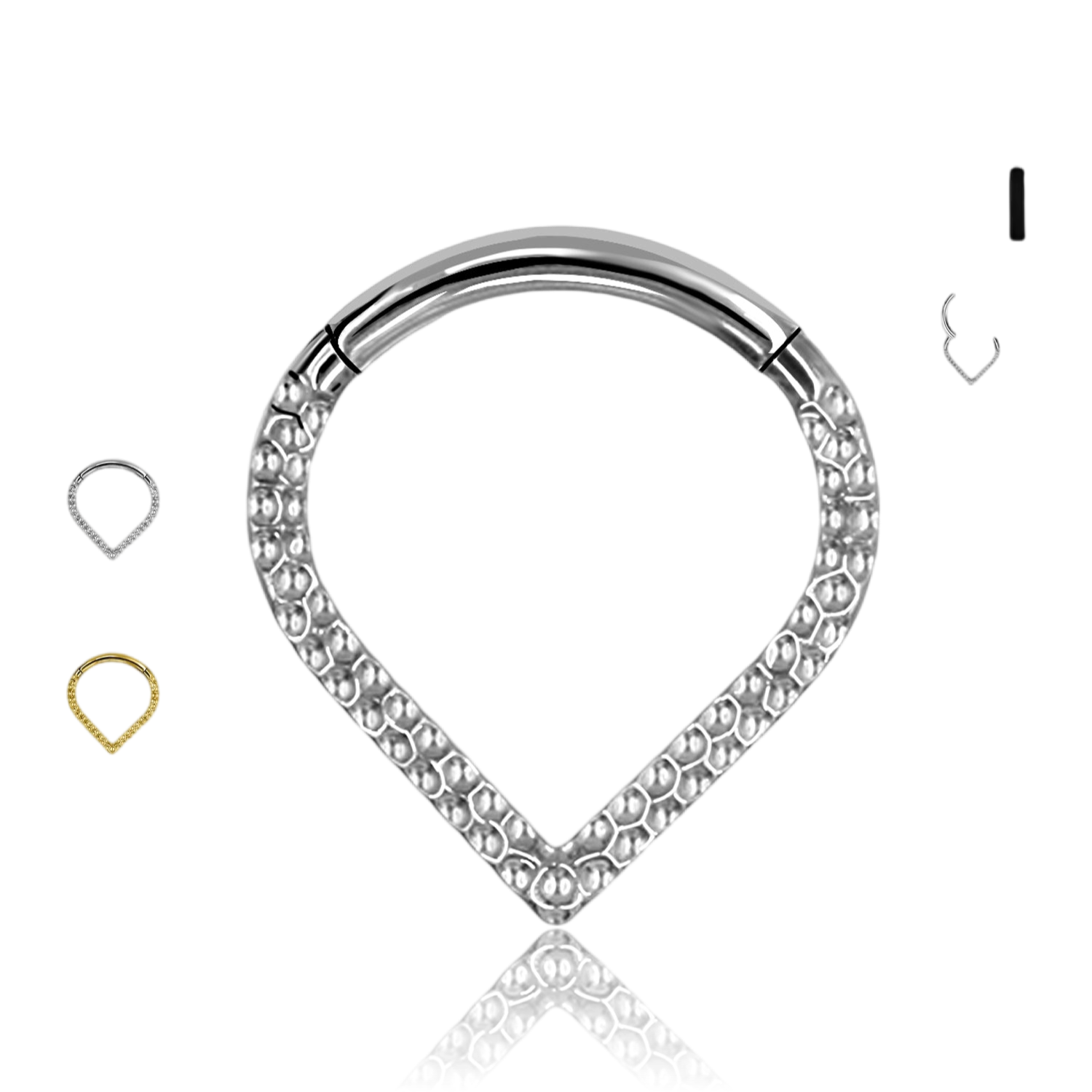 Piercing Cerchio Clicker in Titanio con Ball Cuts a V