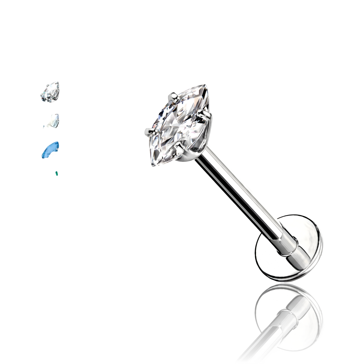 Labret con Cristallo Forma "Oliva" in Titanio