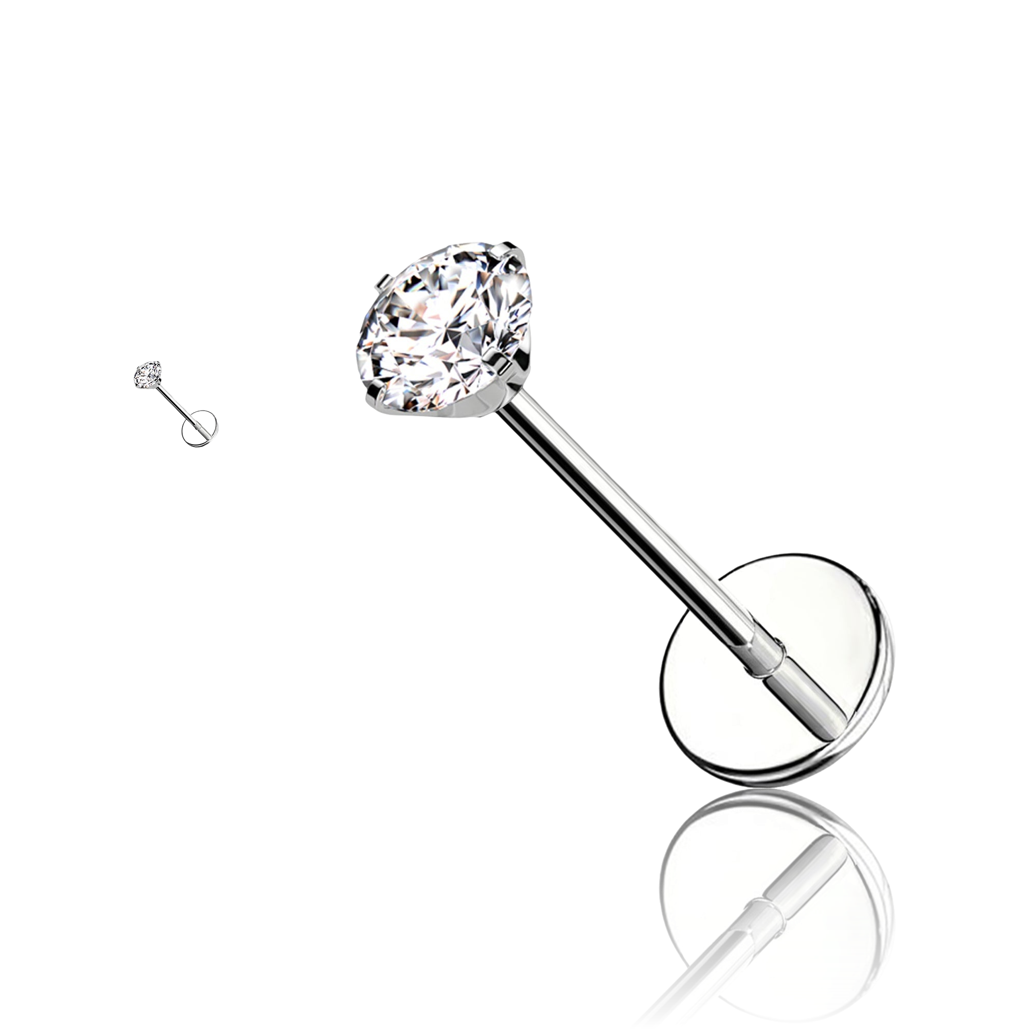 Piercing Labbro con Cristallo Rotondo-Push in