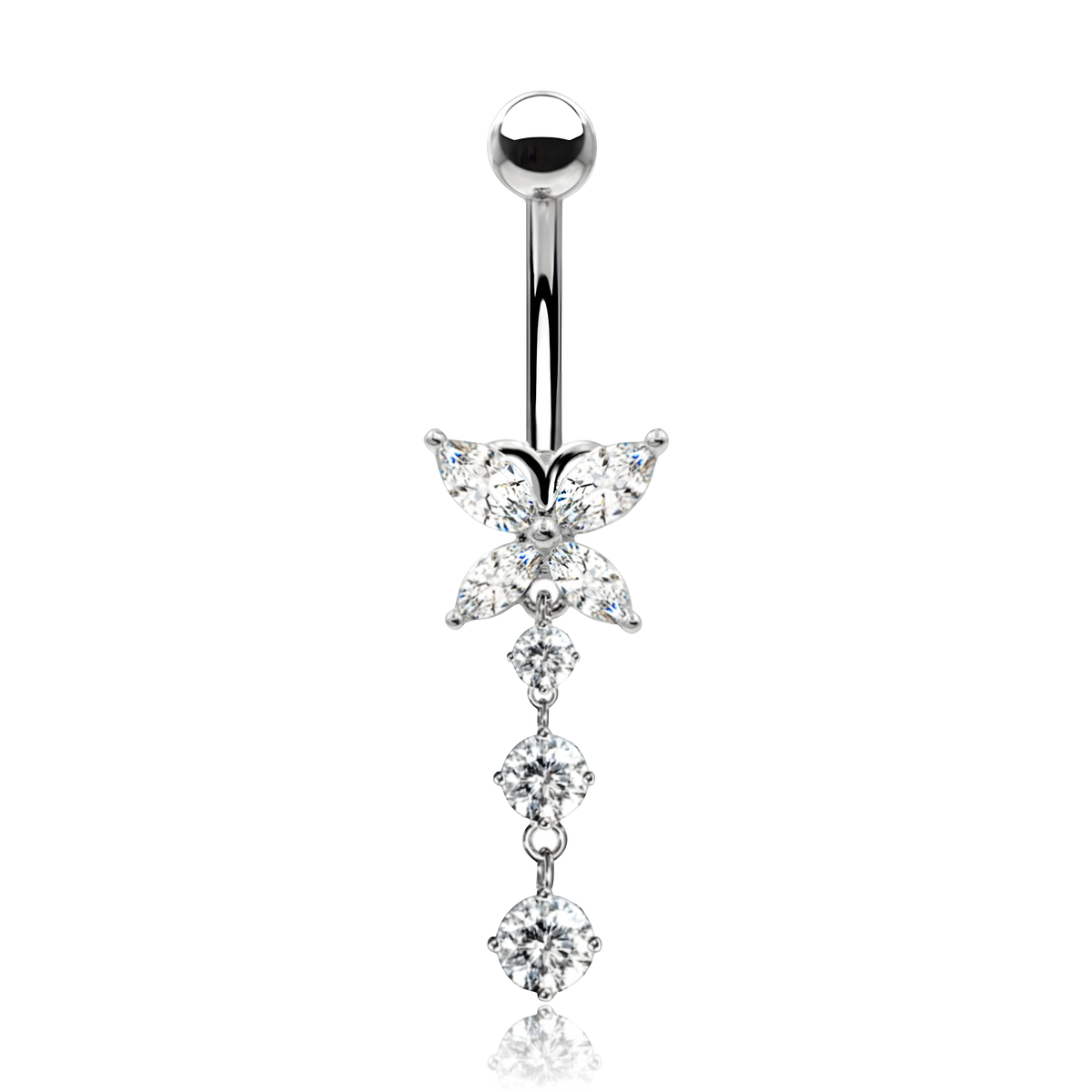 Piercing Ombelico Farfalla con Cristalli Pendenti