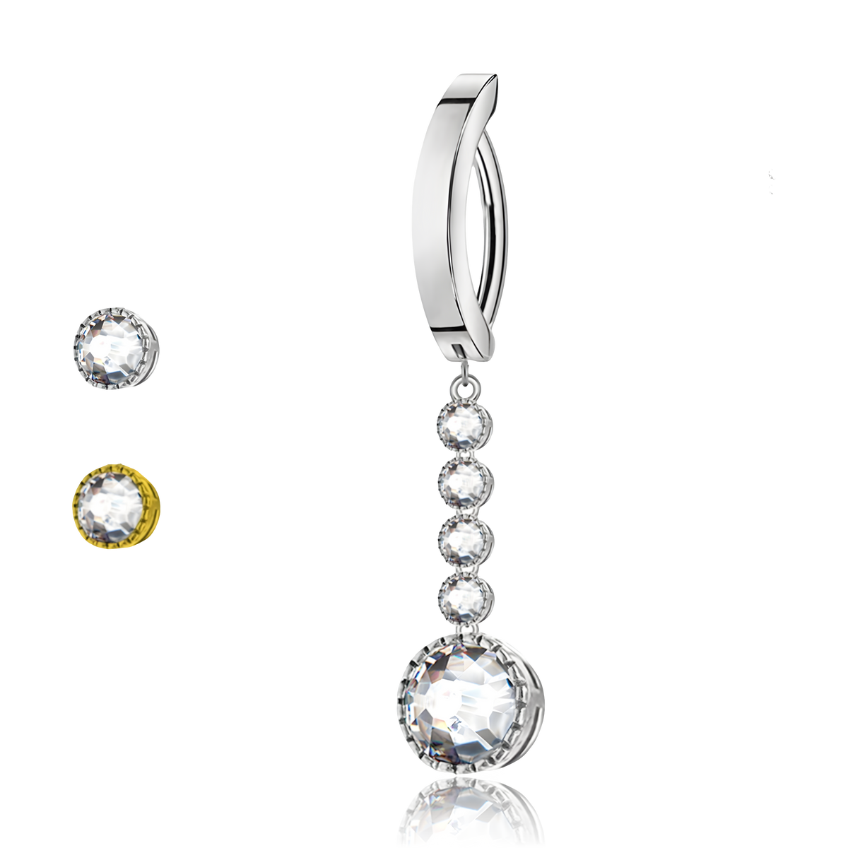 Piercing per Ombelico con Pendente di Cinque Cristalli