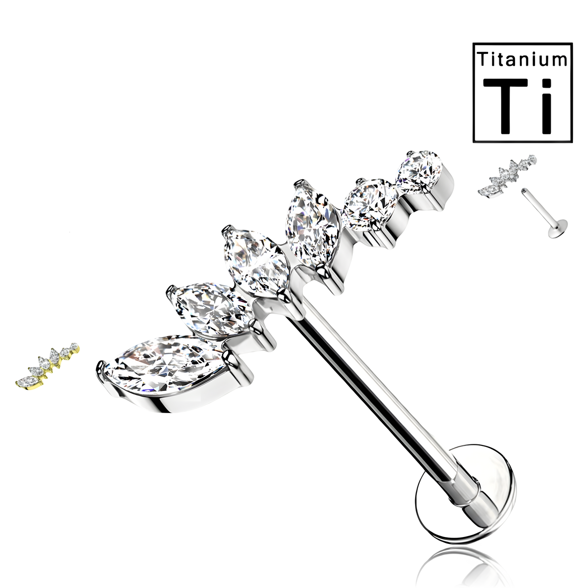 Labret in Titanio con Sei Cristalli