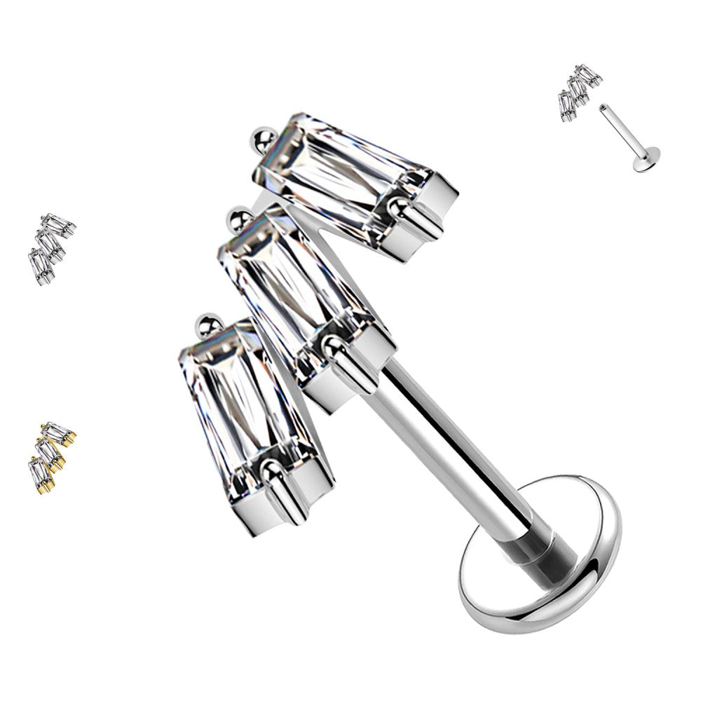 Labret con Tre Cristalli in Acciaio Chirurgico