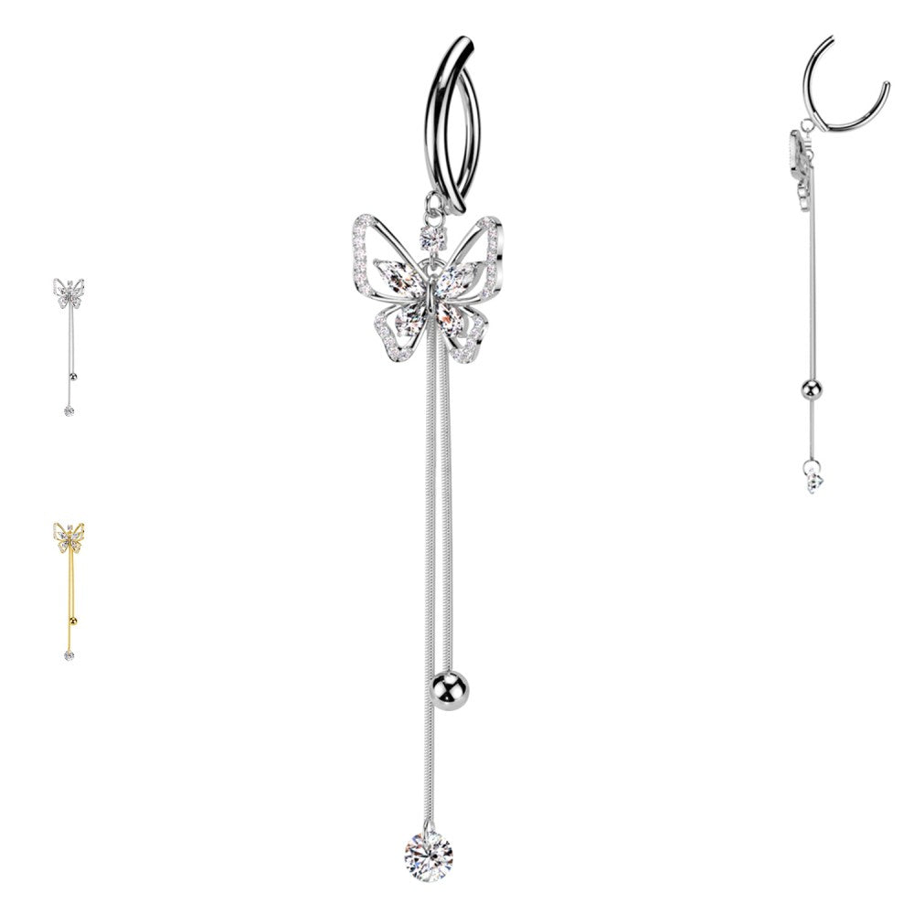 Navel Piercing Ombelico con Catene in Acciaio 316L