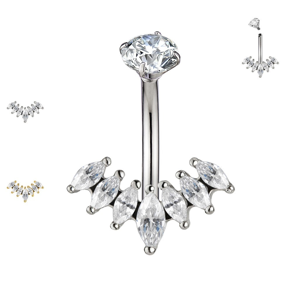 Navel Piercing Ombelico Corona con Cristalli Luminosi