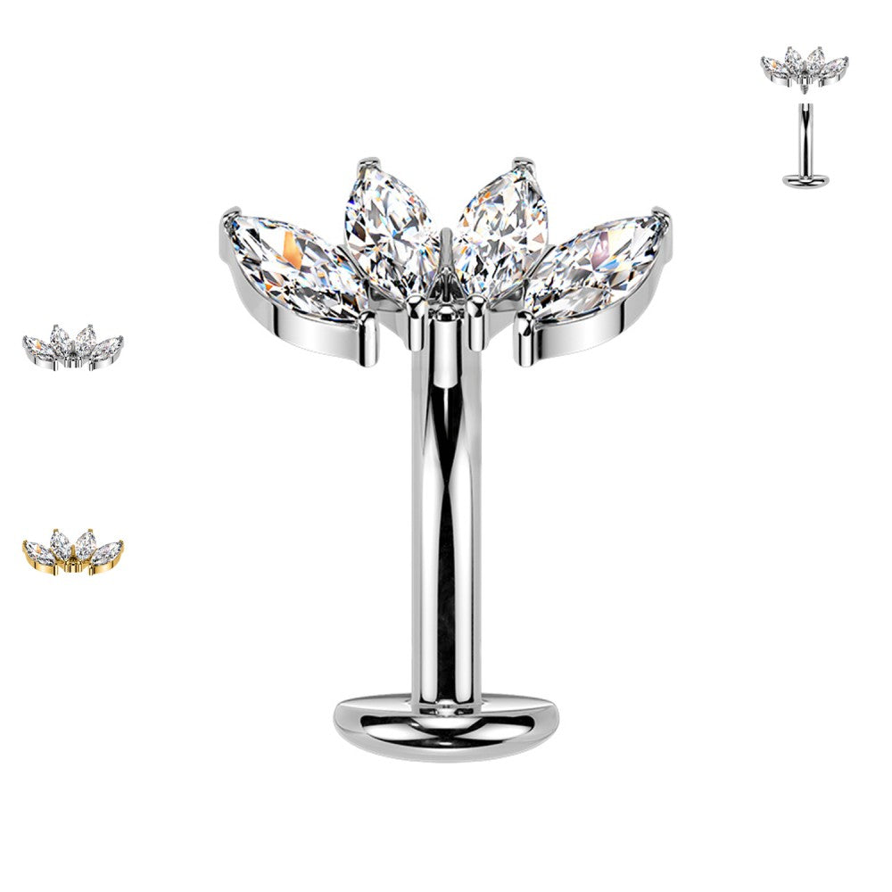 Navel Piercing Ombelico Cristalli Oro Trasparente