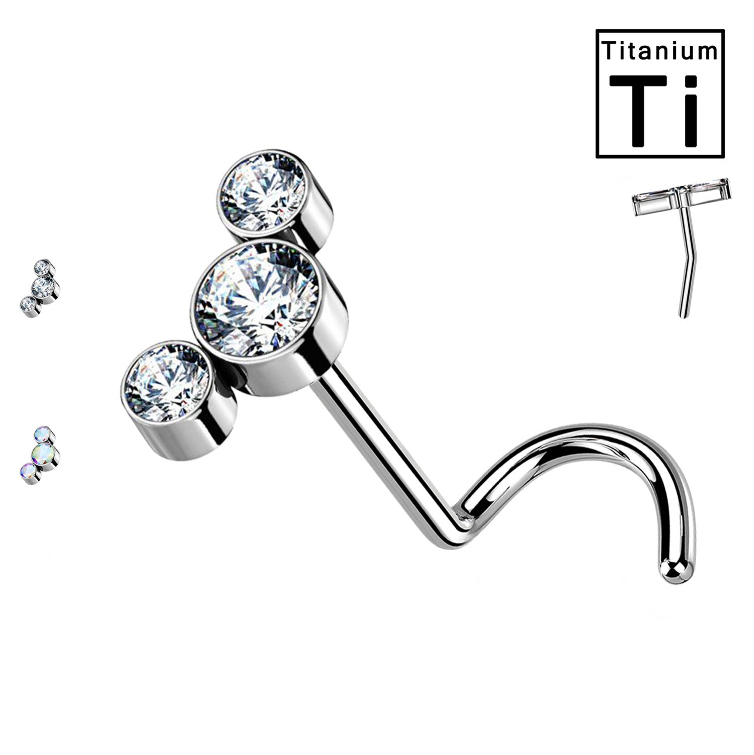 Piercing Naso in Titanio con Fiore a Tre Petali-Push in