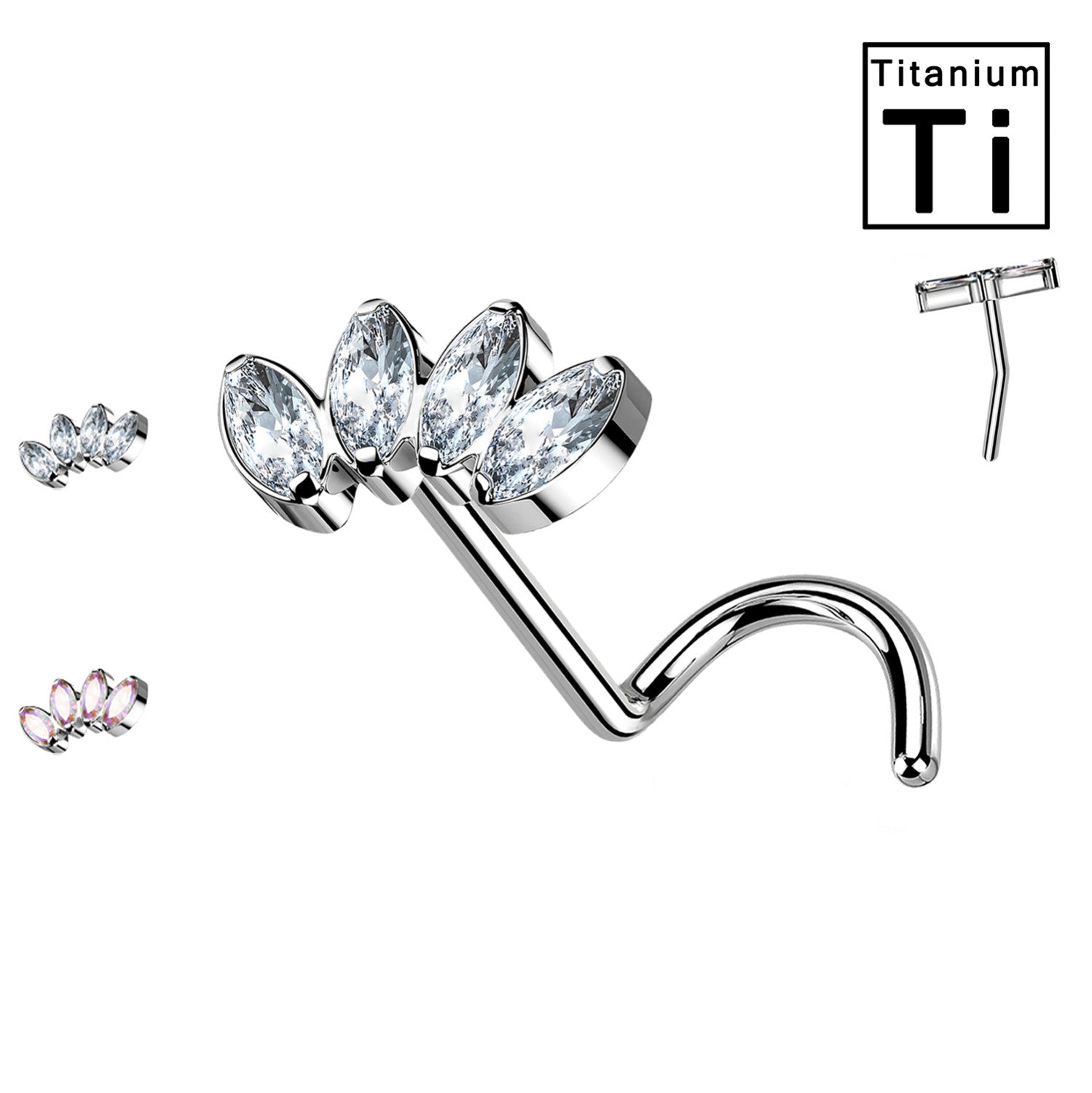 Piercing Naso in Titanio con Fiore a Tre Petali-Push in