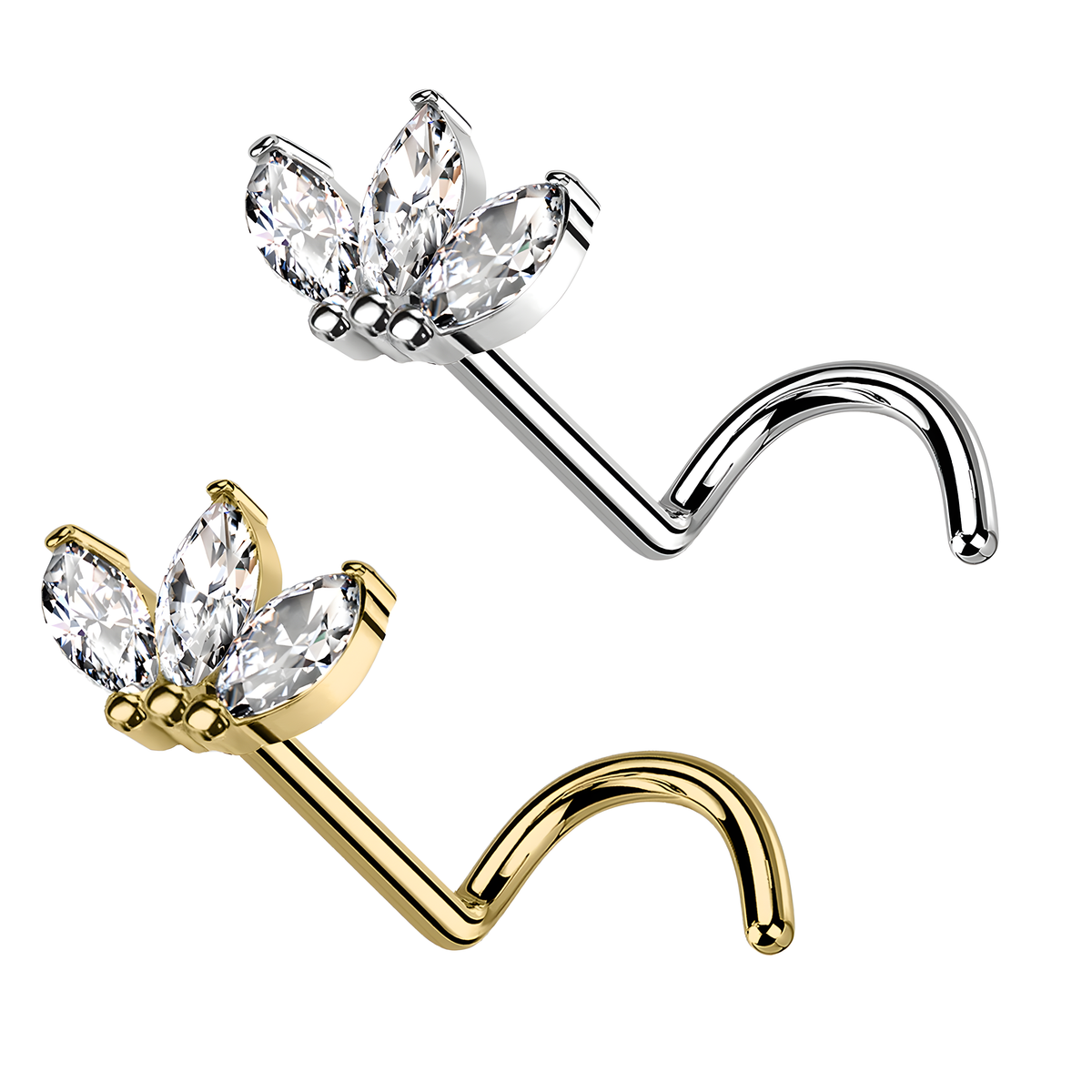 Piercing Naso in Titanio con Fiore a Tre Petali-Push in