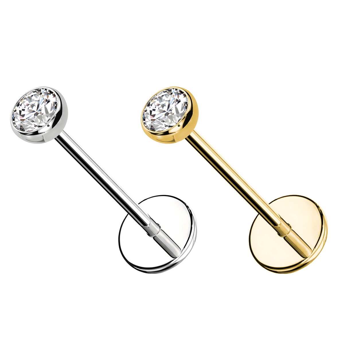 Labret in Titanio con Cristallo – Push In