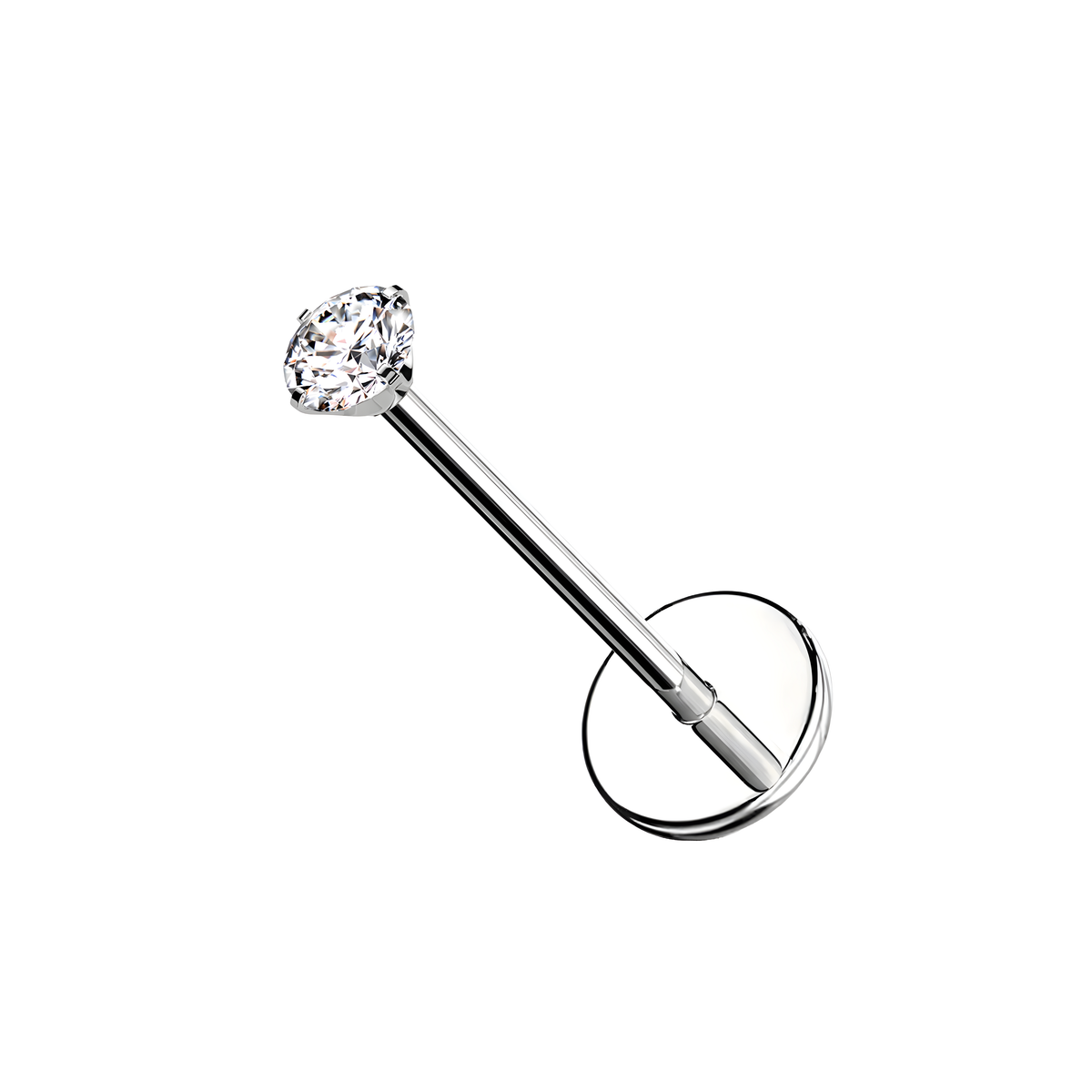 Piercing Labbro con Cristallo Rotondo-Push in