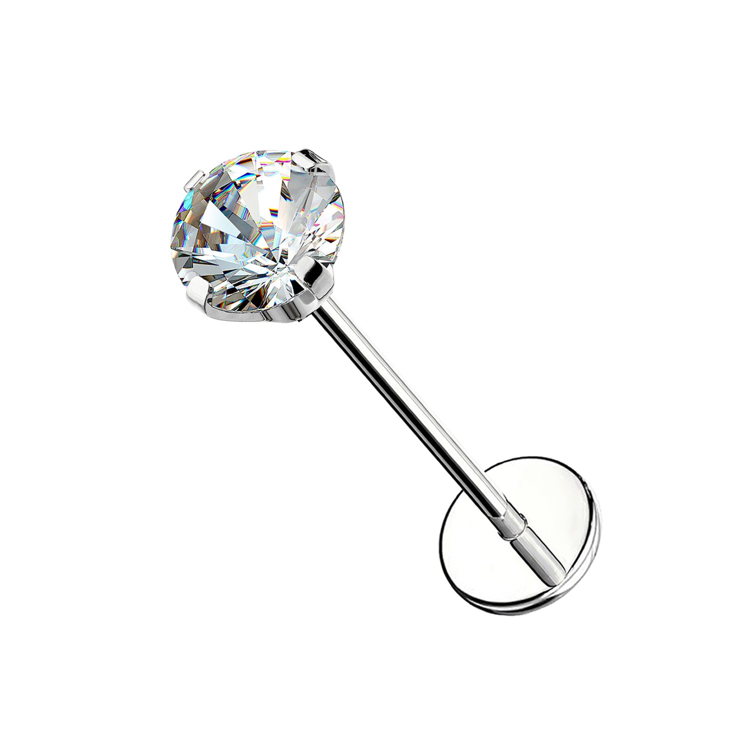 Piercing Labbro con Cristallo Rotondo-Push in