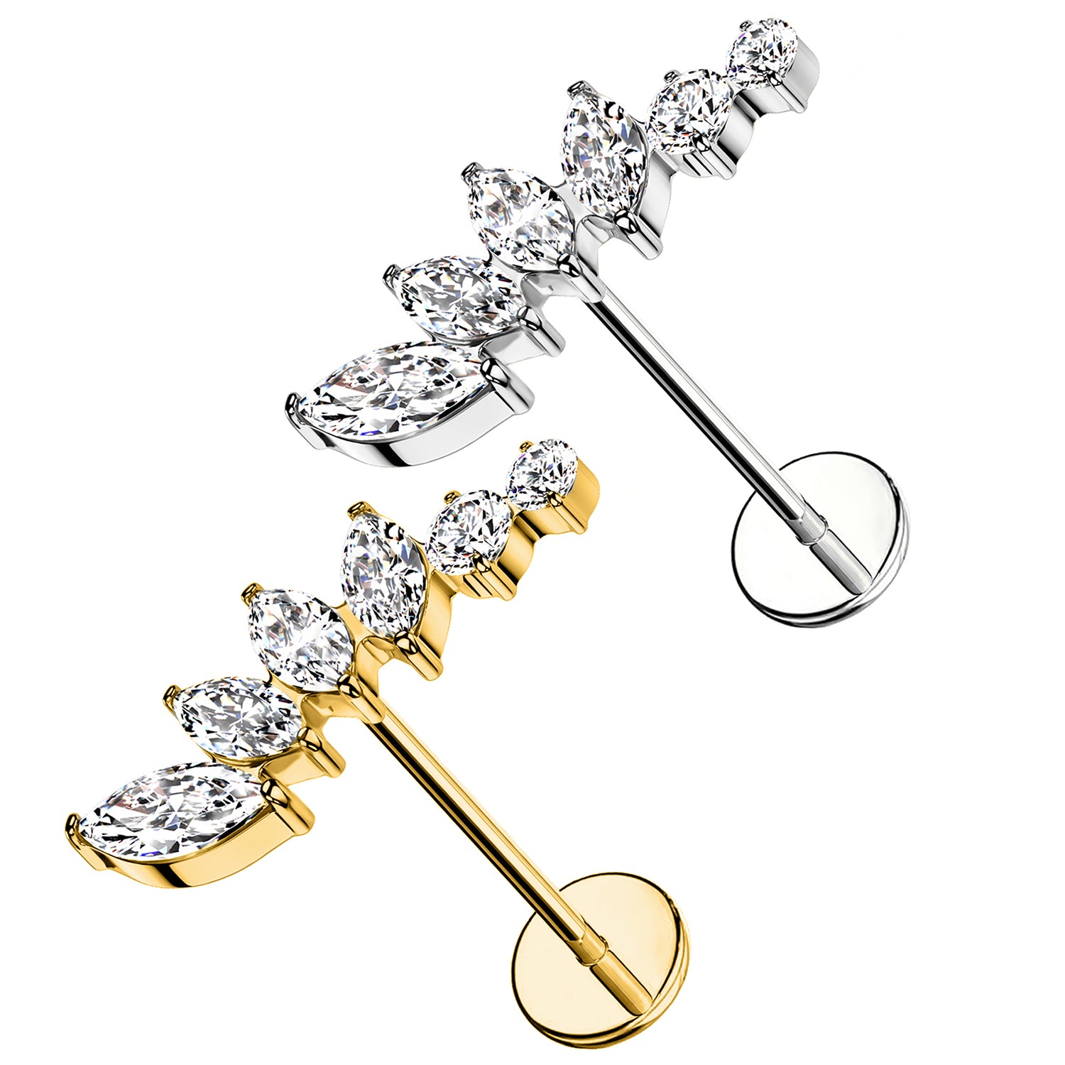 Piercing Labbro con Ramo di Cristalli