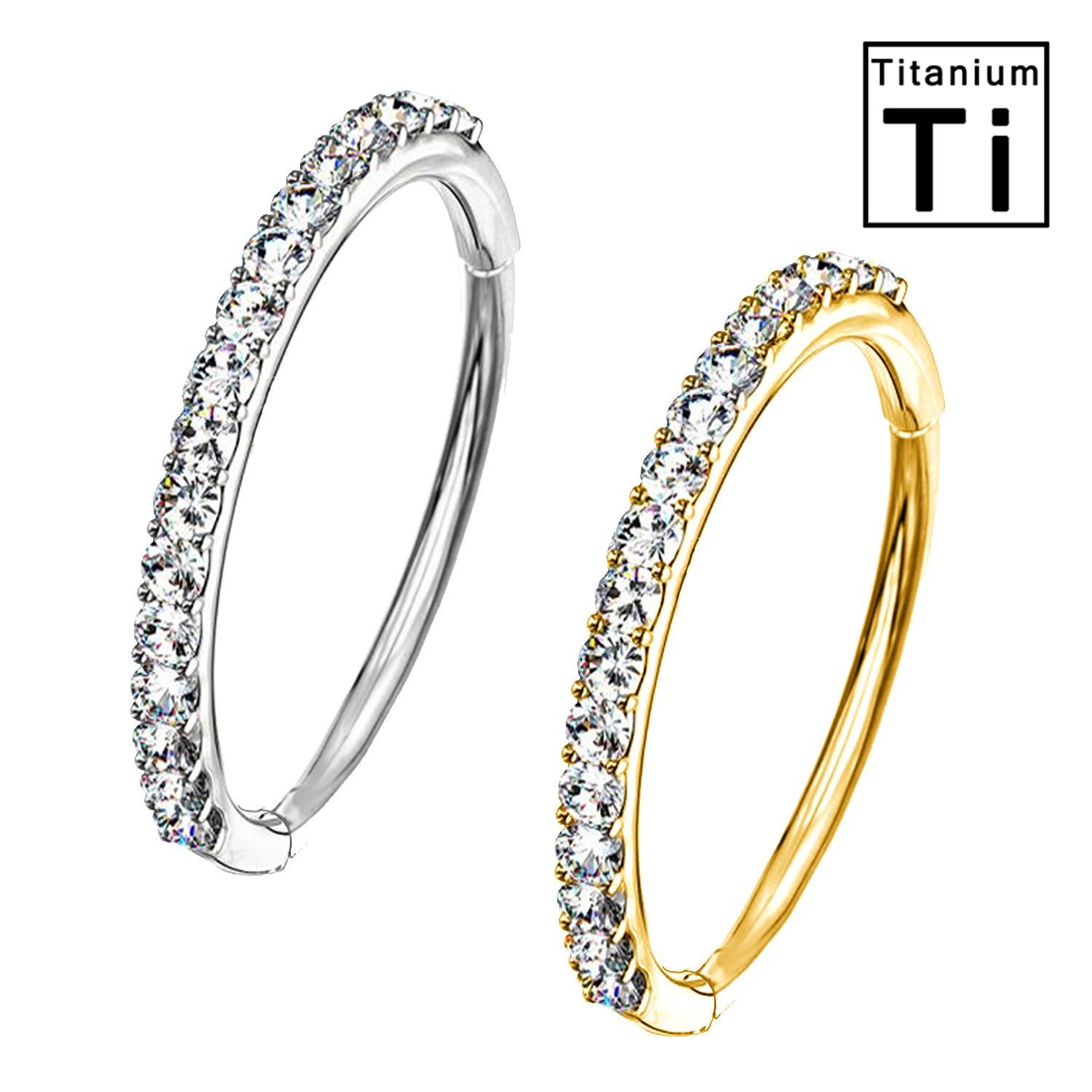 Classico Anello a Cerchio Septum con Cristalli in Titanio