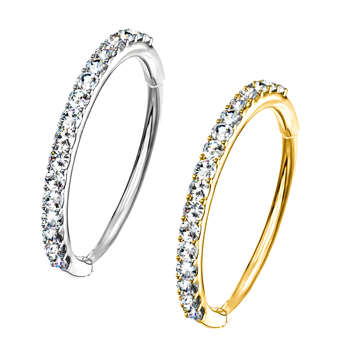 Classico Anello a Cerchio Septum con Cristalli in Titanio