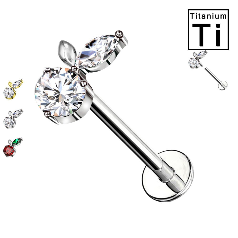 Labret Titanio con Cristallo a Forma di Carota