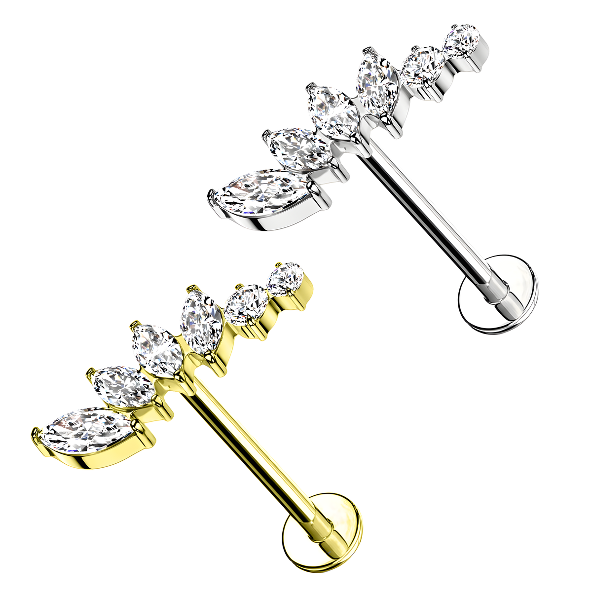 Labret in Titanio con Sei Cristalli