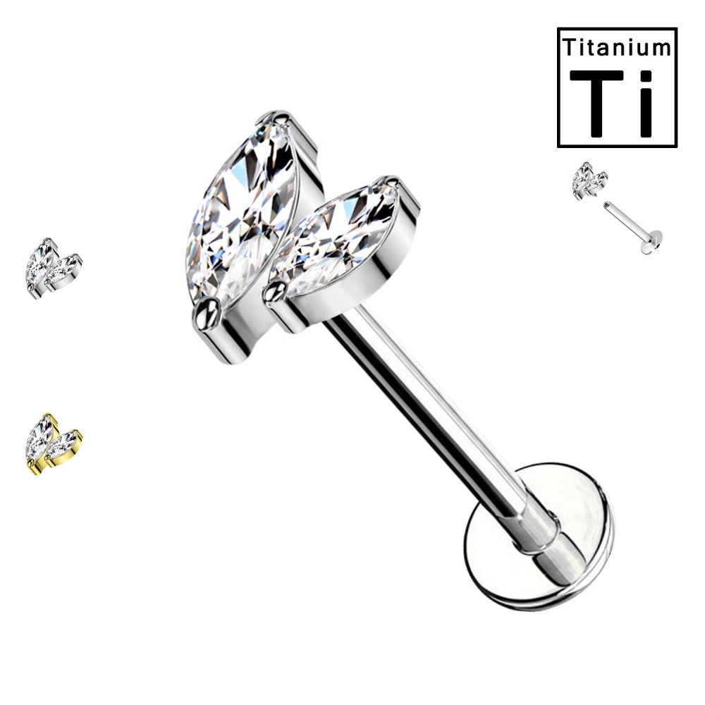 Labret Doppia Foglia in Titanio con Filettatura Interna