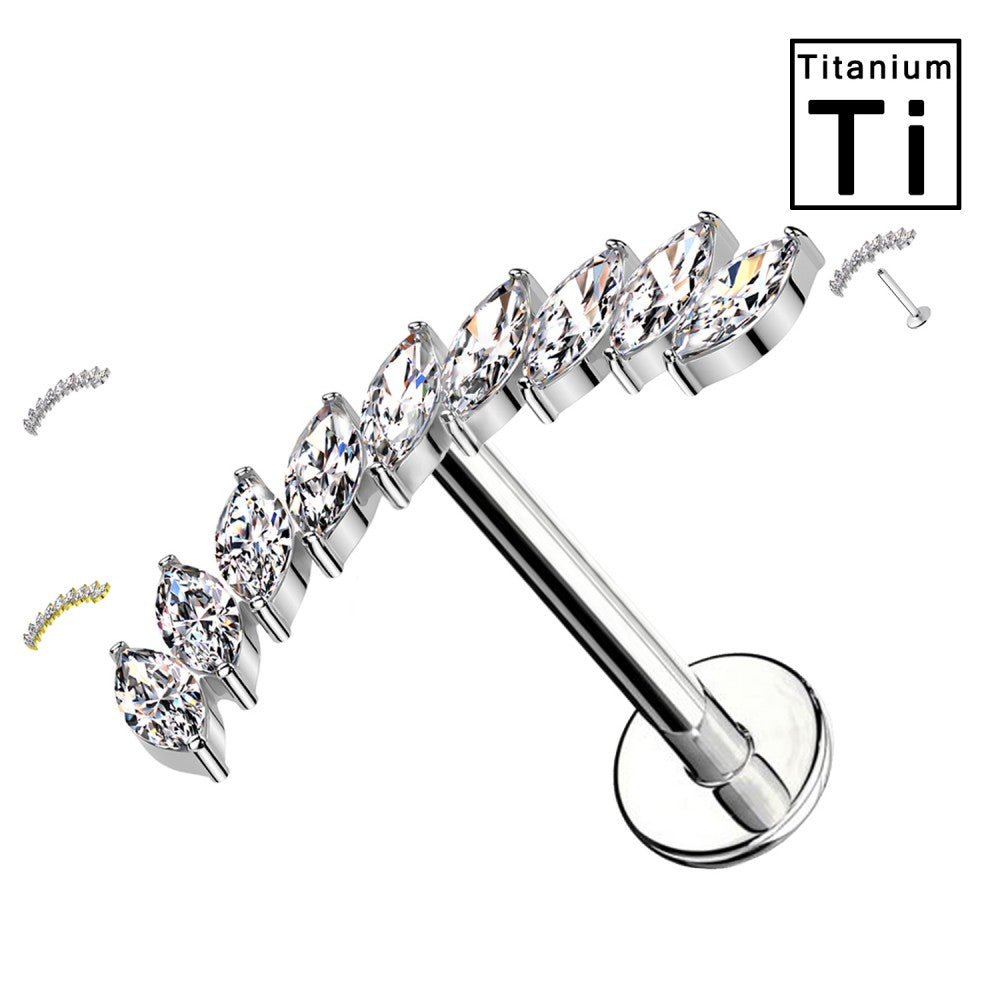 Labret in Titanio con Cristalli e Filettatura Interna