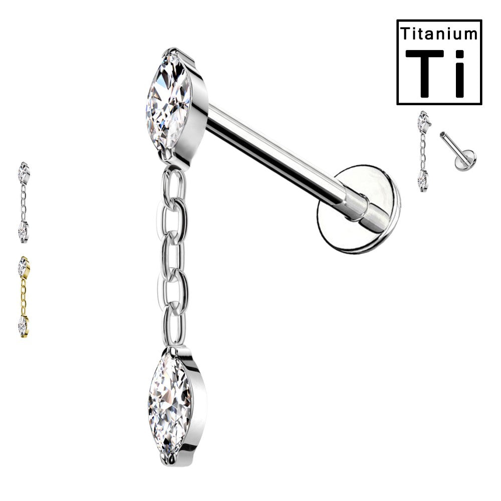 Labret Titanio con Cristallo Marquise e Catena
