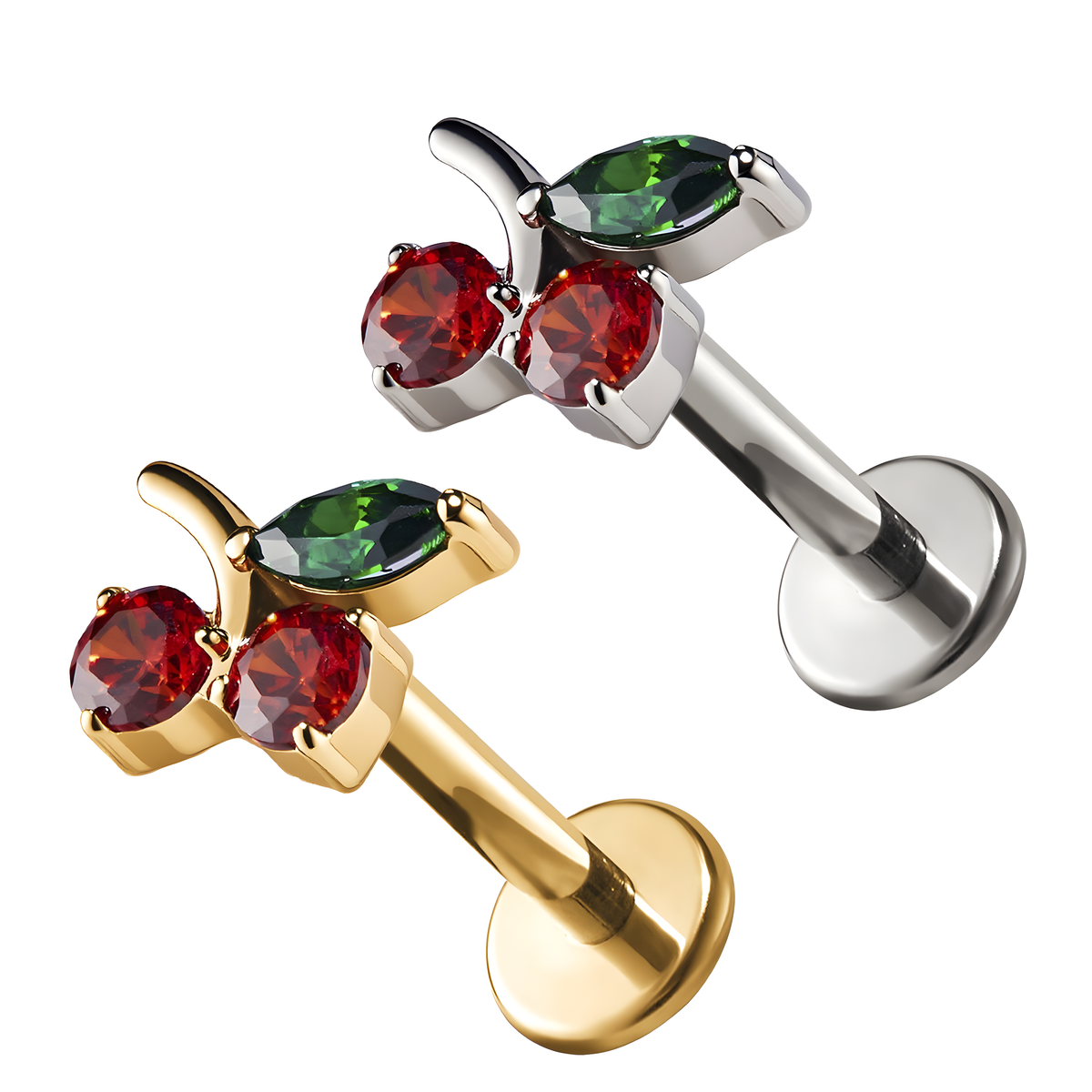 Labret in Titanio a Ciliegia con Cristalli Colorati