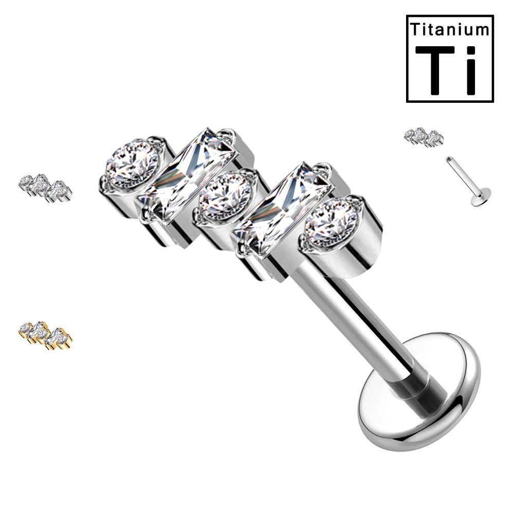 Labret Titanio Lineare con Cristalli Alternati