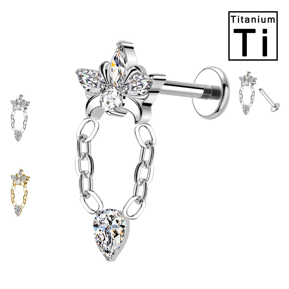Labret Titanio 16G Oro e Trasparente 8 mm