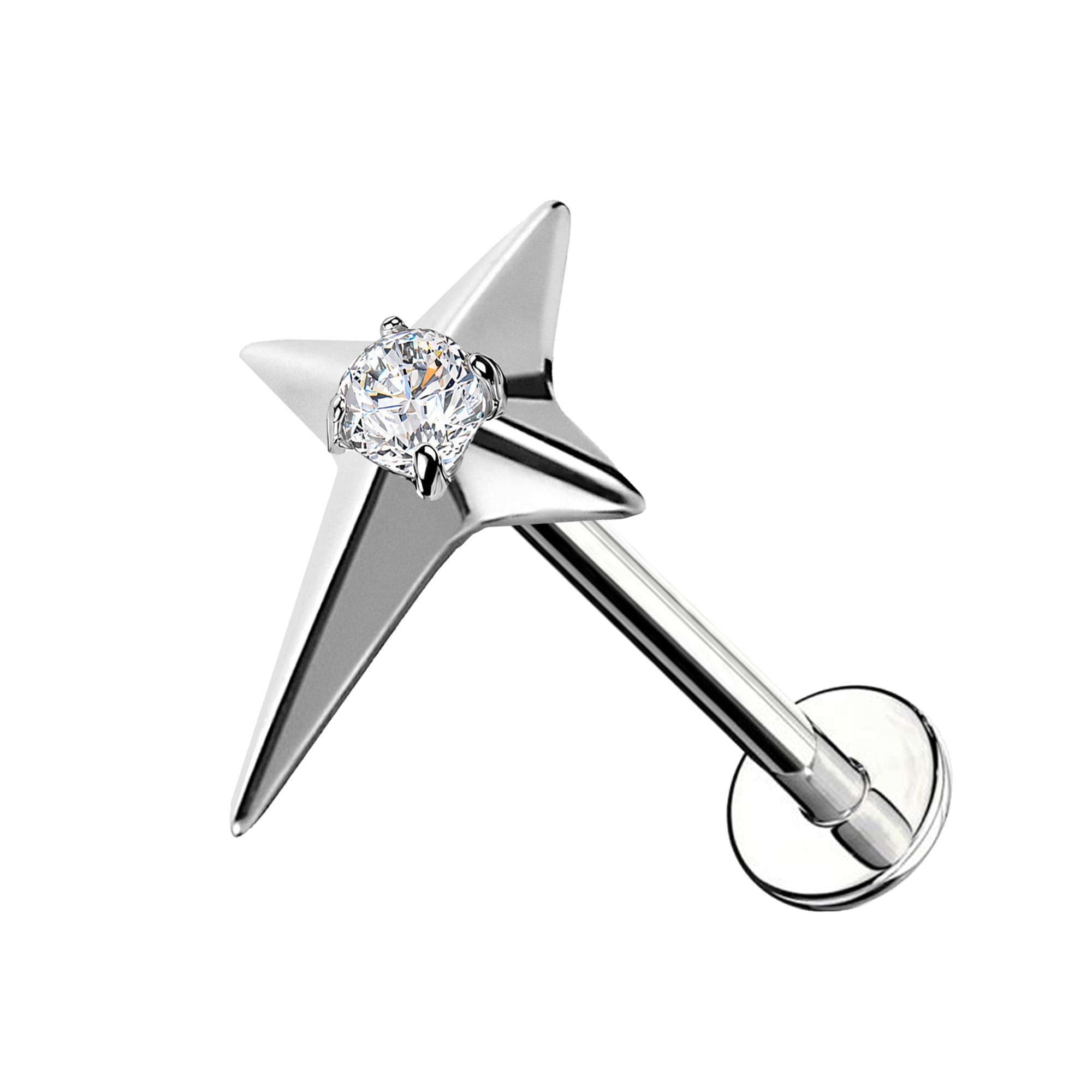Piercing Labret in Titanio con Stella Polare e Cristallo