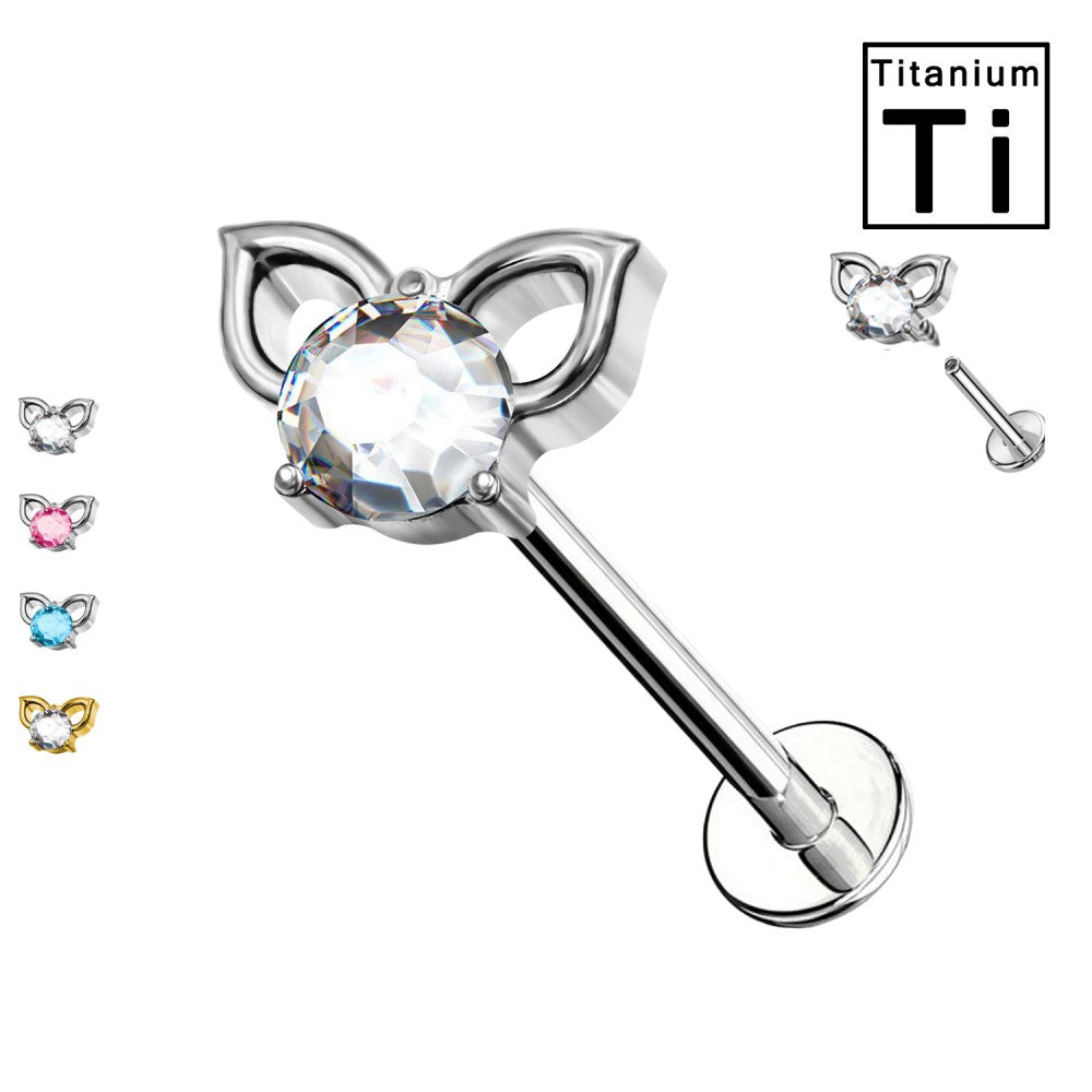 Labret Titanio Orecchie di Gatto con Cristalli
