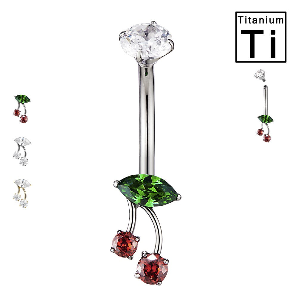 Navel Piercing Ombelico Titanio con Cristalli Colorati