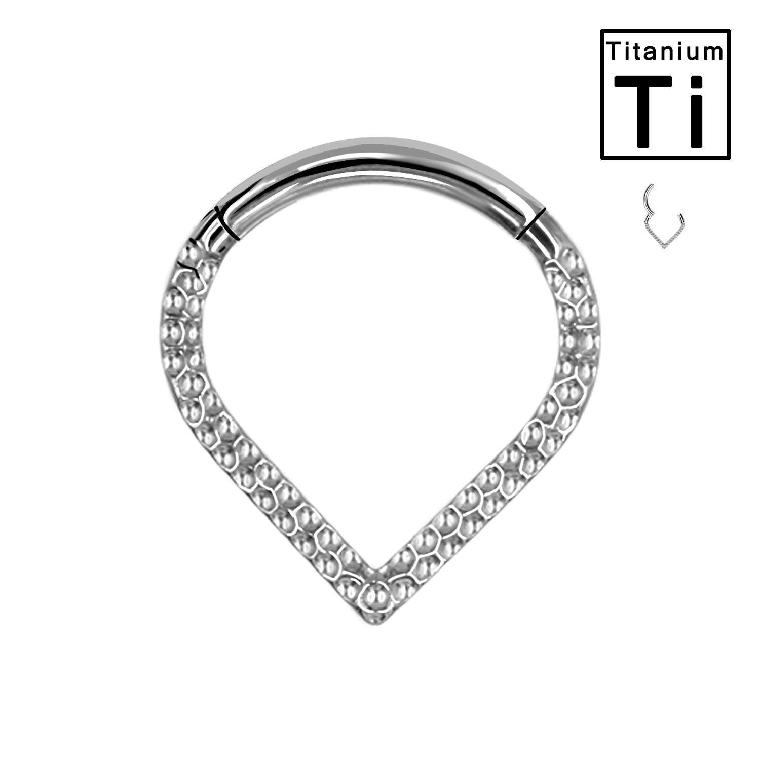 Piercing Cerchio Clicker in Titanio con Ball Cuts a V