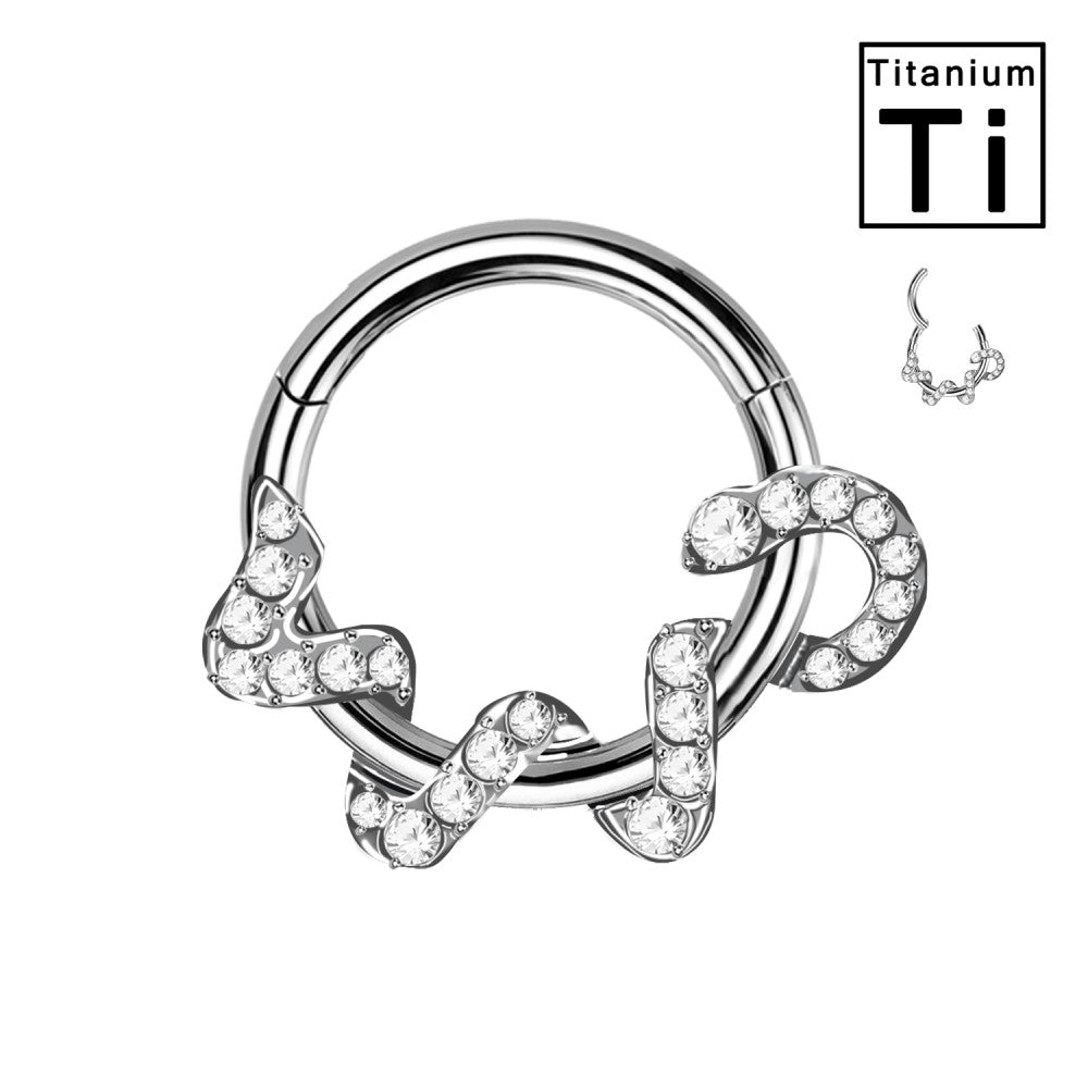 Cerchio Titanio Serpente Intrecciato con Cristalli