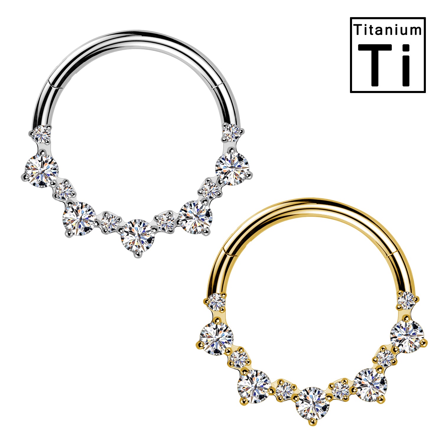 Piercing Cerchio Clicker in Titanio con Cristalli a Gradazione
