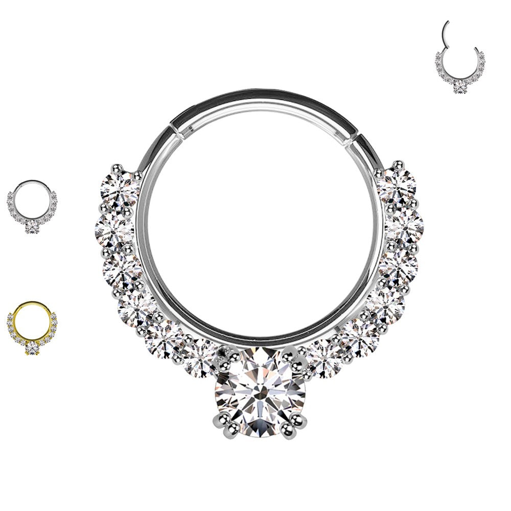 Cerchio Piercing con Cristalli in Acciaio Chirurgico
