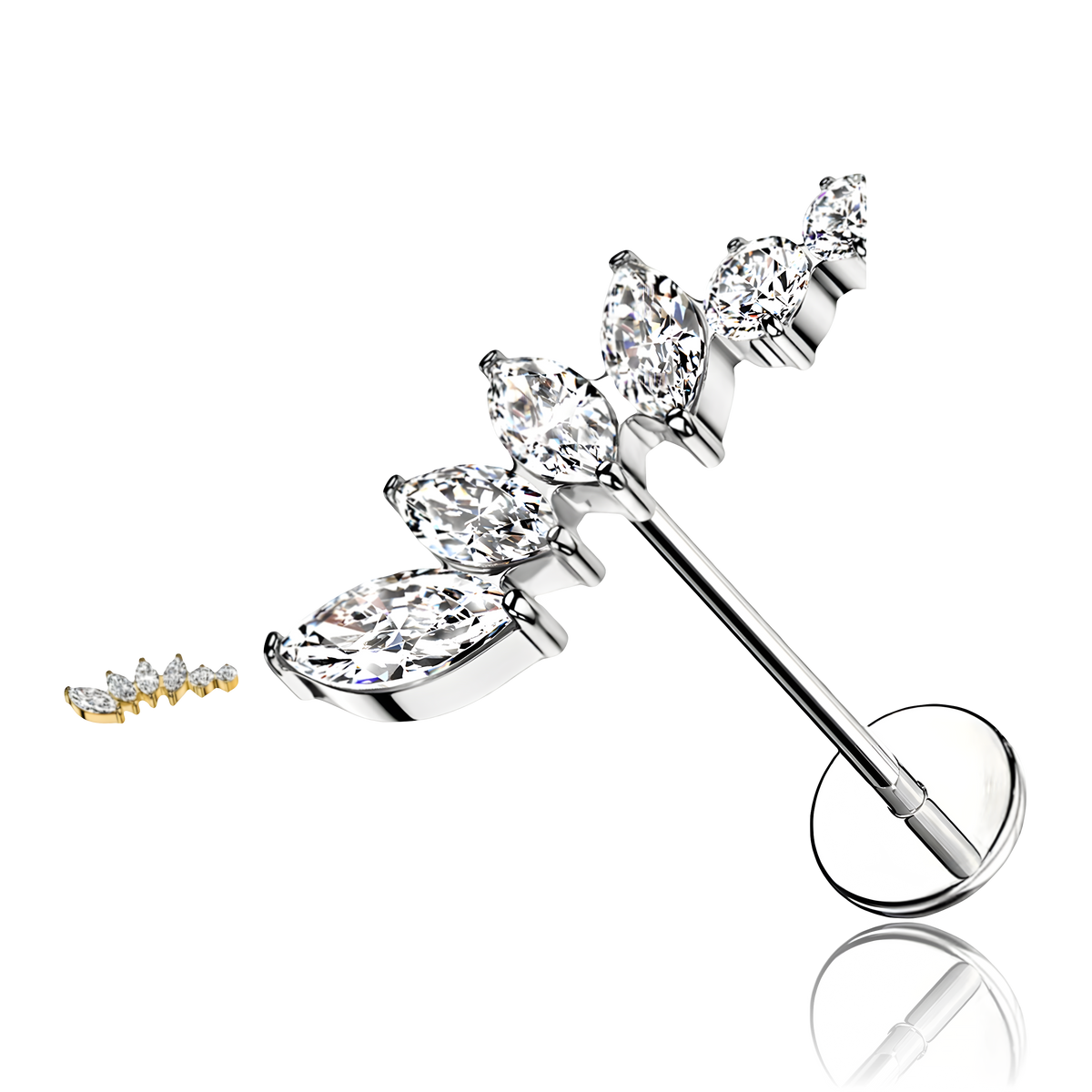 Piercing Labbro con Ramo di Cristalli