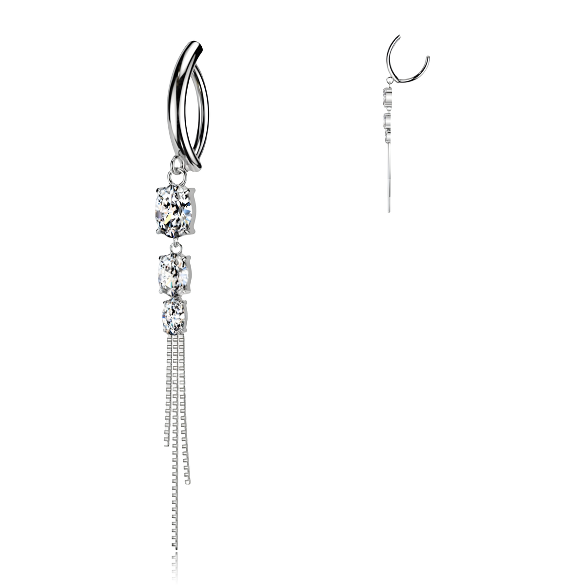 Piercing Ombelico Tre Cristalli Catenelle