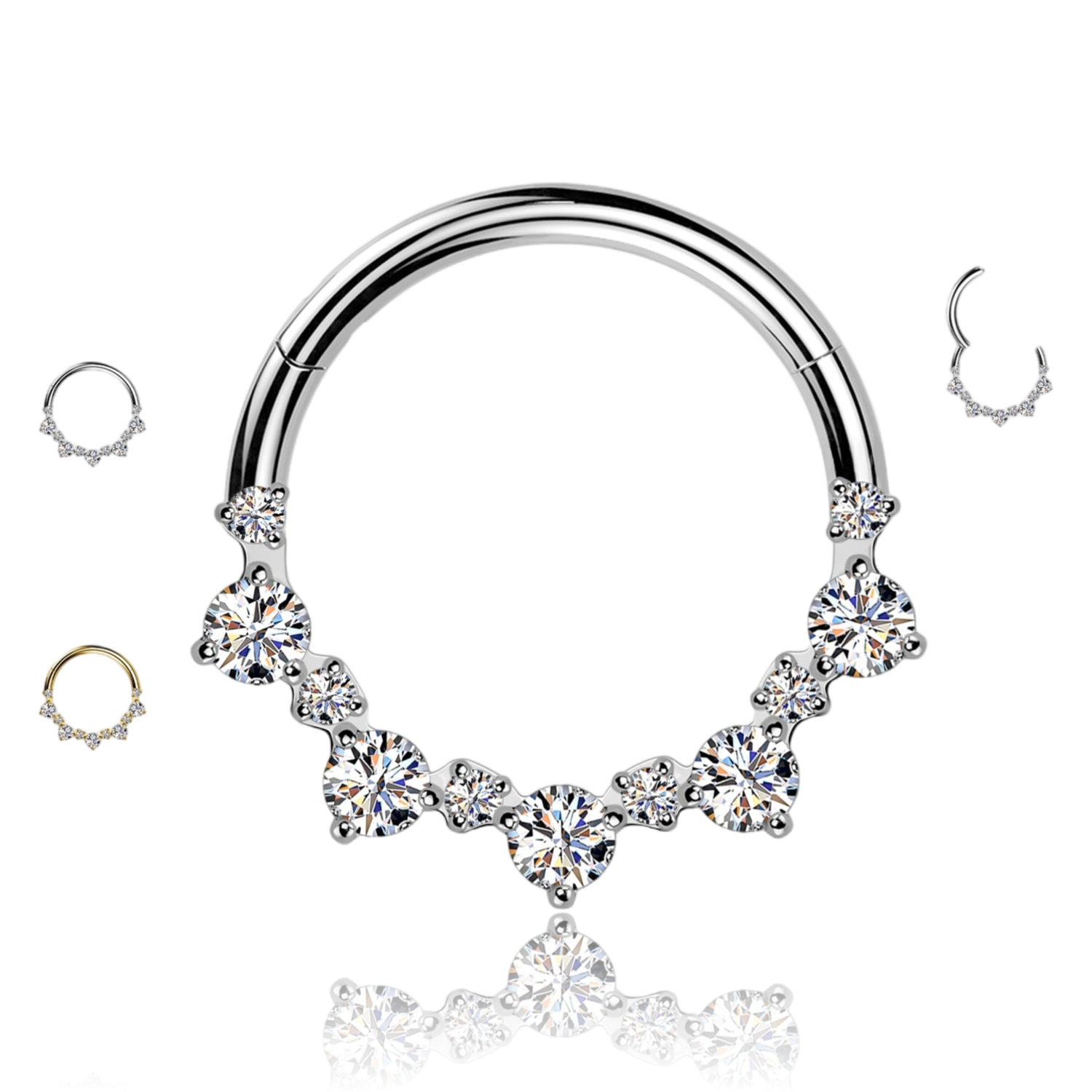 Piercing Cerchio Clicker in Titanio con Cristalli a Gradazione