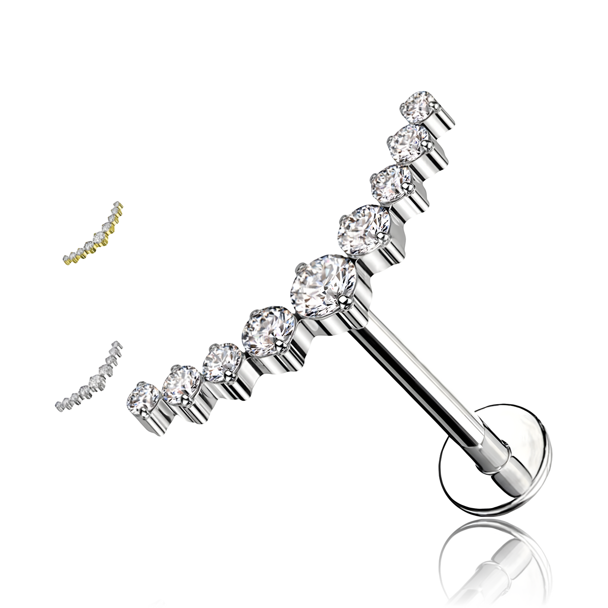 Labret in Titanio con Nove Cristalli e con Filettatura Interna