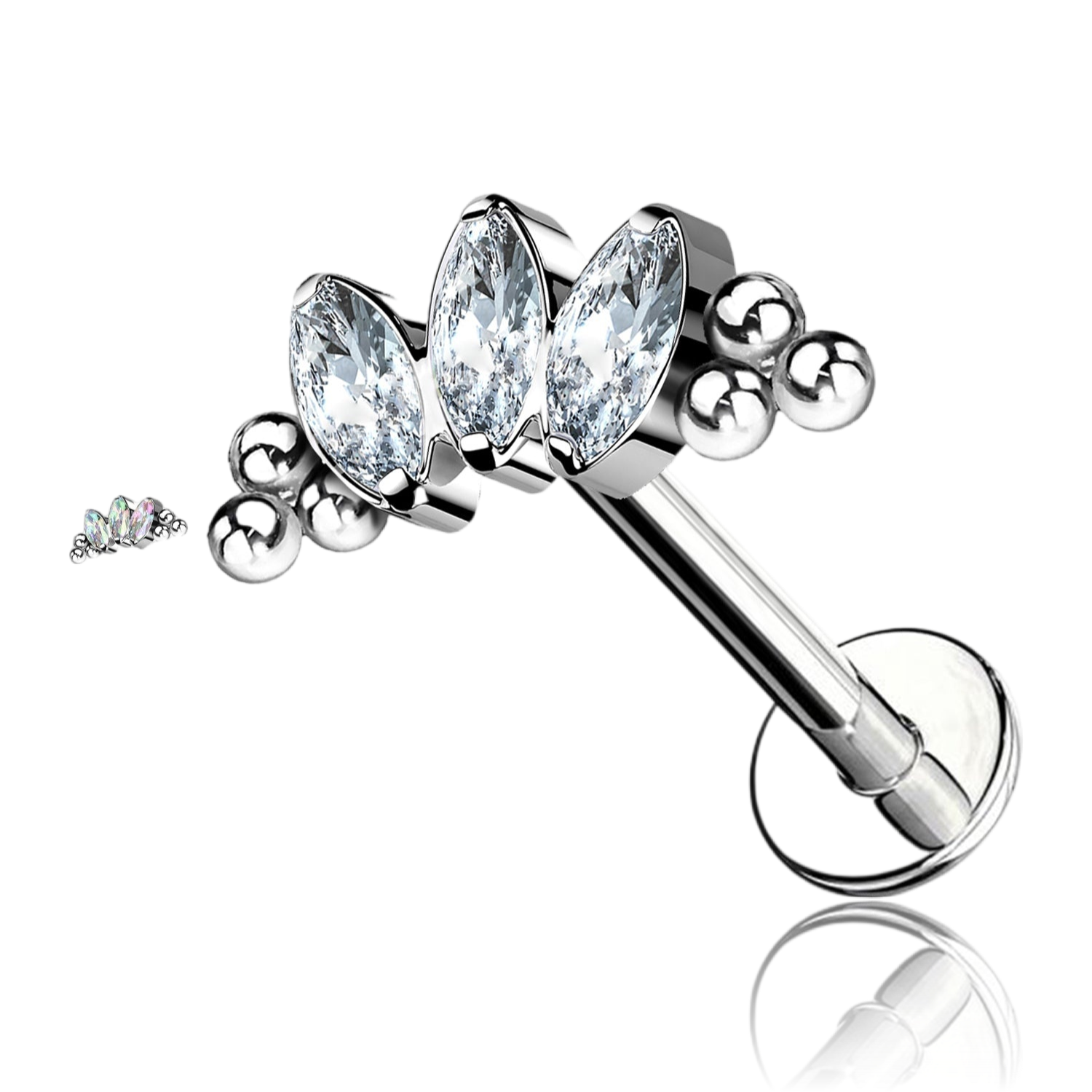 Piercing Labret con Cristalli in Titanio